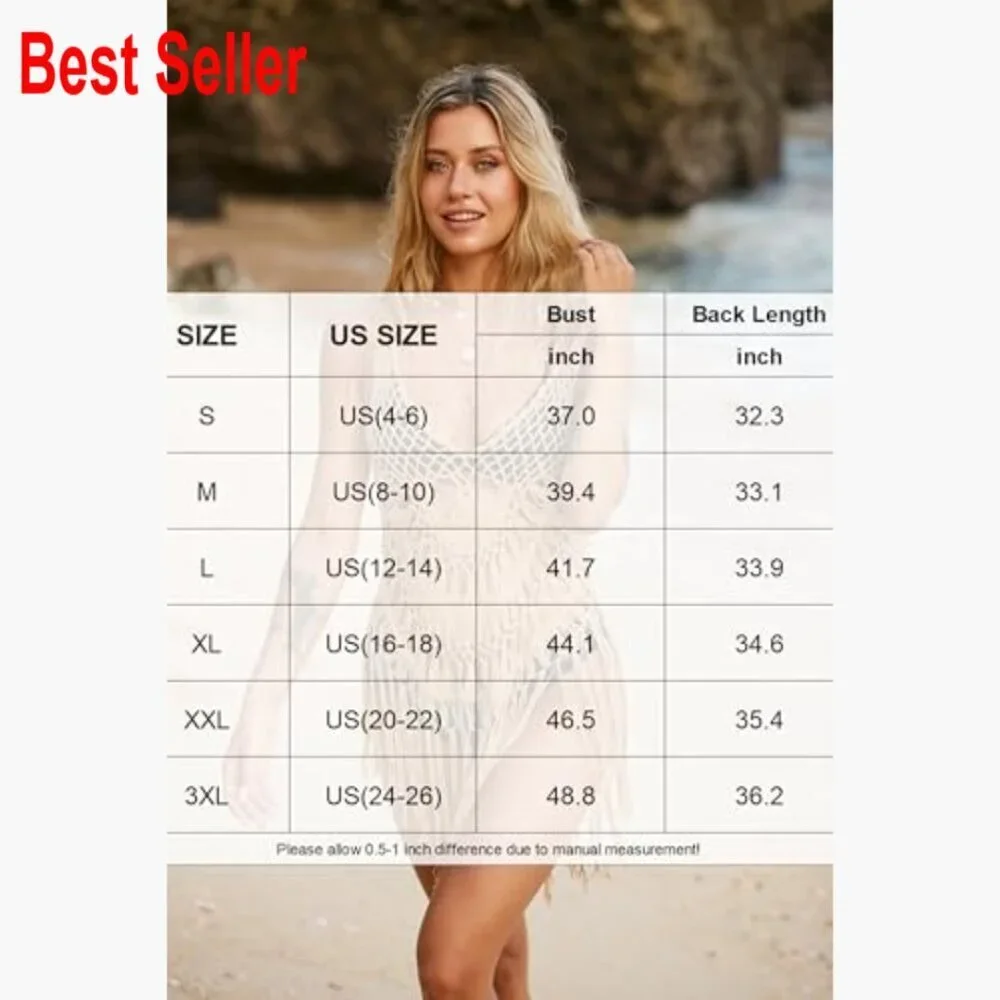 Crochet Tassel Beach Cover Up Dress Rayon Acrylic